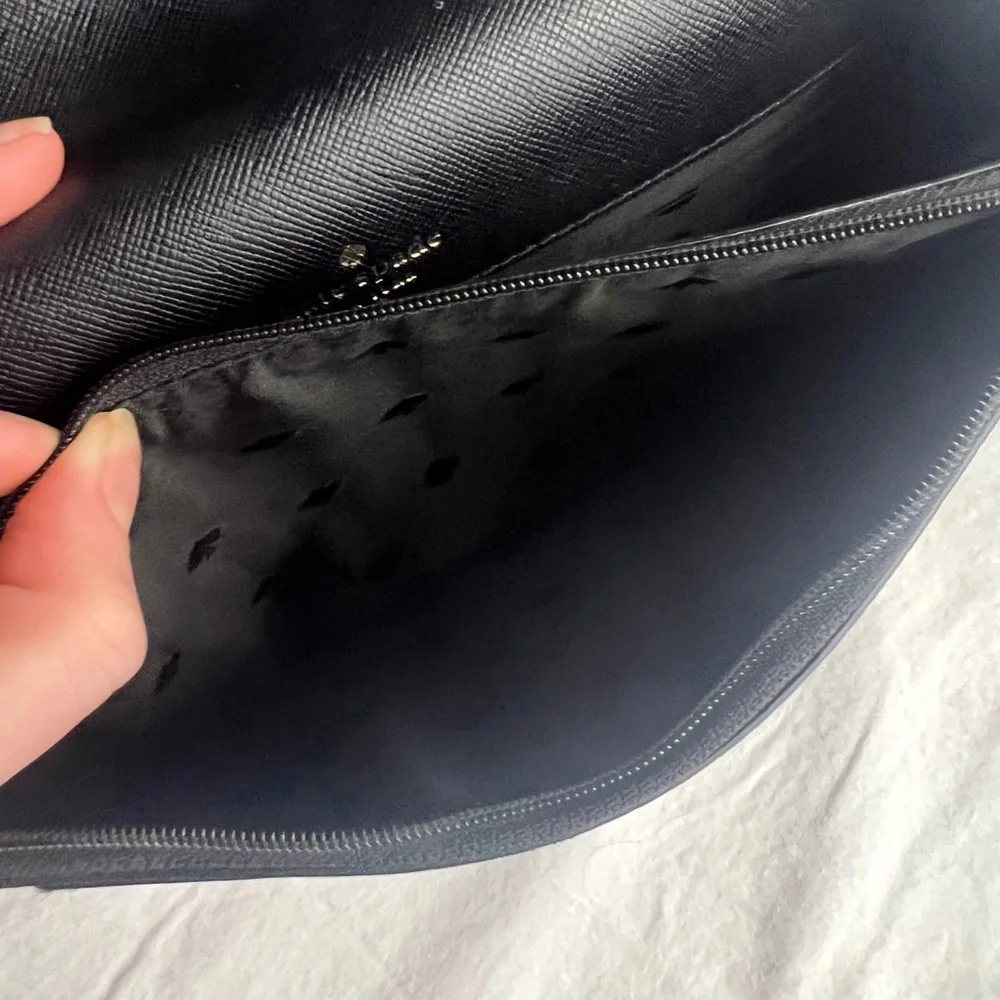 Kate Spade Tinsel Glitter Fabric Flap Crossbody Bag Black K9336